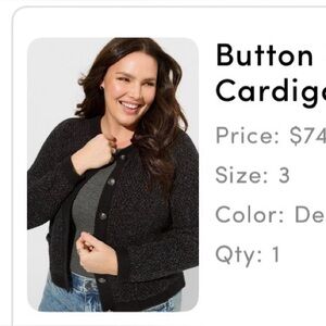 Torrid Black Button-Up Cardigan Sweater